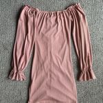 NWOT Off Shoulder Bell Sleeve Ruched Knot Bodycon Pink Dress Womens XS Photo 5