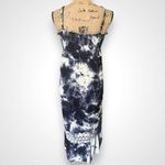 POOF! Navy and White Tie Dye Smocked Midi Dress Small | NWOT Photo 1