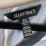 Ellen Tracy  Size Xl Pure Linen Tank Top Blue With White Stripes Costal Nautical Photo 5