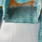 Earthbound  XL Cotton Hombre Bell Sleeve Crop Top in Teal n Yellow Photo 5