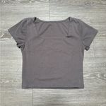 gray scoop neck cropped blank tee shirt Photo 0