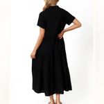 Petal and Pup  NWT Black linen button front Natalya Midi Dress XS Photo 3