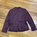 Ann Taylor Burgundy Ruffle Hem Moto Jacket Full Zip Womens Size 8 Fall Casual Photo 3