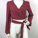 Flynn Skye  Wrap Top Multi-way Convertible Bell Sleeve Polka Dot L Photo 5