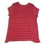 CAbi  Sweet Talk Tee Women’s Size L Garnet Red Stripe Short Sleeve Shirt Peplum Photo 11