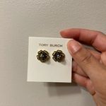 Tory Burch  Gold and Navy Flower Earrings and Dust bag Photo 1