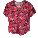 Scrubstar womens M short sleeve v-neck pullover pink with butterflies scrub top Photo 6