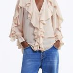 ZARA  light pale pink ruffle flowy blouse Photo 5