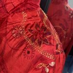 VNTG 100% SILK APPLIQUÉ EMBROIDERED LIGHTWEIGHT JACKET GOLD STITCHING HAND MADE Red Size M Photo 8