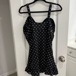 Swimsuits for All Black Polka Dot Ruched Swim Dress Size 14 Photo 2