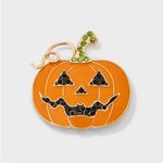 BaubleBar Sugarfix  Orange Green Enamel Gold Pin Brooch Halloween Pumpkin Gourd Photo 0