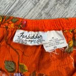 Multicolor Floral Tiered Maxi Skirt Lace Trim, Elastic Waist M20 Orange Size XL Photo 4