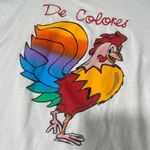 Vintage Screen Stars De Colores Rooster Rainbow Short Sleeve Tee shirt XL USA White Photo 1