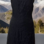 VTG 90s CASUAL‎ Corner Old Stock Black Floral Silk Sleeveless Sheath Dress Photo 0