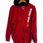 Polaris Racing Red Hooded 100% Cotton Full Zip Thermal Sweatshirt Size Medium Photo 0