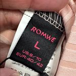 Romwe  Pink Kawaii Contrast Lace Cold Shoulder Ribbed Blouse Size Large NWT #5943 Photo 4