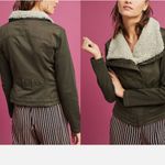 Anthropologie  By Marrakech Utility  Green Cream Removable Sherpa Collar Jacket Photo 1