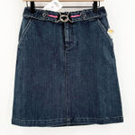 Talbots Petites Denim Skirt Size 4P NWT A-Line Attached Stripe Belt Stretch Jean Photo 0
