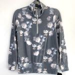 Chaser New Floral Print Half Zip Sweatshirt Cozy Knit Pullover Grey Photo 3