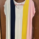 Wanna B Colorful Striped Short Sleeve Top Photo 0