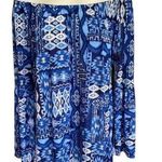 West Loop on or off shoulder blue and white tribal print tunic top size medium Photo 0