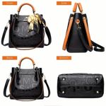 NWT Elegant Women Tote Shoulder Bag with Scarf Black/Brown Black Photo 3