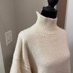H&M Wool Blend Knit Cream Ivory Sweater Turtleneck Flowy Stripe Minimalist M Photo 4