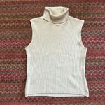 SILX AUGUST SILK CREAM RIBBED SLEEVELESS TURTLENECK BLOUSE OLD MONEY Photo 1