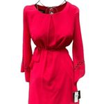 By & By Red Mini Dress Size Medium 3/4 Embellished Butterfly Sleeves Photo 13