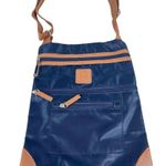 Stone Mountain Blue Nylon Tan Handles Crossbody Shoulder Bag Purse Photo 2