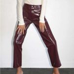 LNA Faux Leather Patent Crinkle Pants Size Large Wine Photo 10