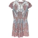 Dress the Population  Sabrina Pink and Silver Sequin Lace Romper Size S Photo 4