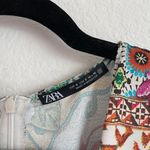 ZARA Green Multi Color Pattern Patchwork Floral Mini Dress Photo 9