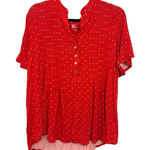 kim rogers  Red Polka Dot Button Blouse 1X Flowy Romantic Cottagecore Photo 0