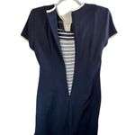 Petite Sophisticate Vtg 90s Office Siren Old Money Sheath Dress Career Wear Button Front Navy 10P Photo 7