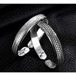 Boutique Unisex Braided Pure 999 Silver Buddhist Mantra Cuff Bracelet,‎ Adjustable Photo 9