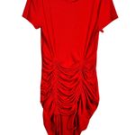 H&M Divided Red Ribbed Knit Ruched Bodycon Fitted Short Sleeve Dress Large L Photo 0