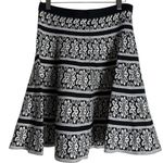 Saks 5th Avenue Saks Fifth Avenue Black White Floral Jacquard Knit A-Line Fit and Flare Skirt M Photo 4