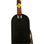 Consuela NWOT Black Leather Bag Tag Luggage Tag Friendship Bracelet Embossed Photo 0