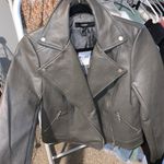 Forever 21 Gray Faux Leather Moto Jacket Photo 0