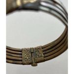 Vintage Women’s 70s Mother of Pearl Inlay Dainty Brass Bangle Bracelet Sz 8” Pink Photo 8