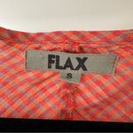 Flax  Women's 100% Linen Orange & Tan Button Down Scoop Neck Shirt, Size S Photo 4