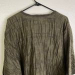 Ona NY Top Womens Size M Olive Shirt Wool Blend Lagenlook Crinkle Cuff Boxy USA Green Size M Photo 6