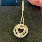 Vintage AVON Crystal Circle Heart Pendant Necklace in Pouch #F3098681 Photo 1