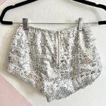 Sequin‎ Micro Mini Shorts, Festival Clubwear Rave Glam Medium 2000s Y2K Gray Photo 1