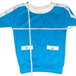 Adolfo  Sport Women's Vintage Pullover Button Blouse Size Small Blue White Mature Photo 3