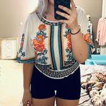 Jealous Tomato Floral Open Tie Back Blouse  Photo 0