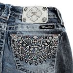 Miss Me Women's Mid-Rise Cuffed Stretch Capri Jeans Blue Embellished Bling Photo 8