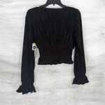 Leith  Black Smocked V-Neck Blouse size S Photo 2