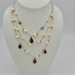 Betsey Johnson lucite leopard layer faux pearl necklace charms Photo 0